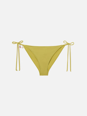 Braguita de bikini clásica Virgo en tejido verde con acabado brillante y detalles de charms 