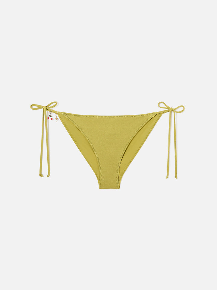 Bikini Leah Virgo verde pistacho con acabado brillante y charms 