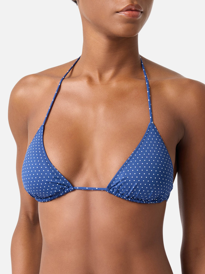 Leah Triangel-Bikinioberteil mit Mikro-Polka-Dots-Print 
