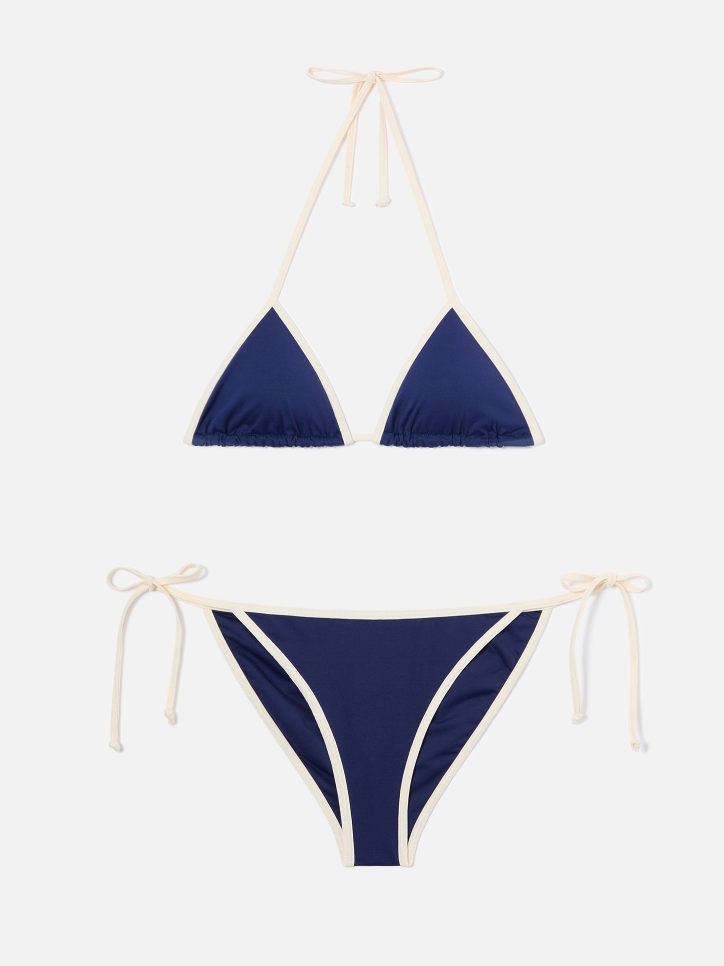 Bikini Leah Virgo String azul con ribete en contraste 