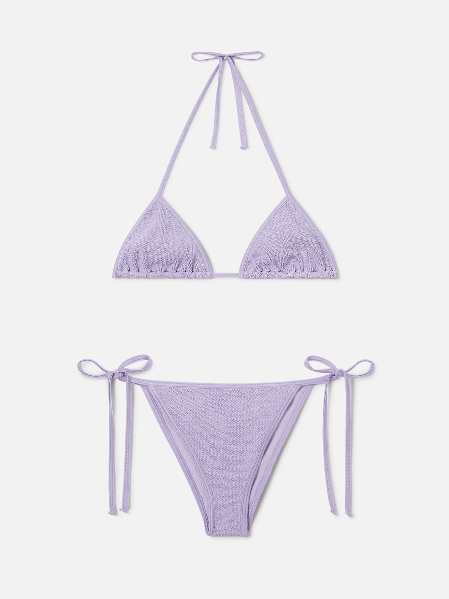 Leah Marielle Flieder Crinkle-Lurex-Bikini 