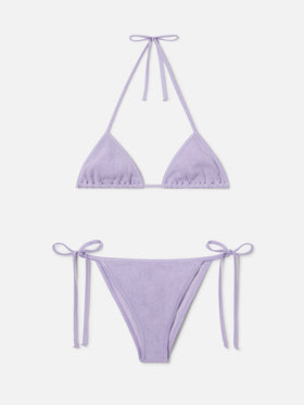 Leah Marielle Flieder Crinkle-Lurex-Bikini 