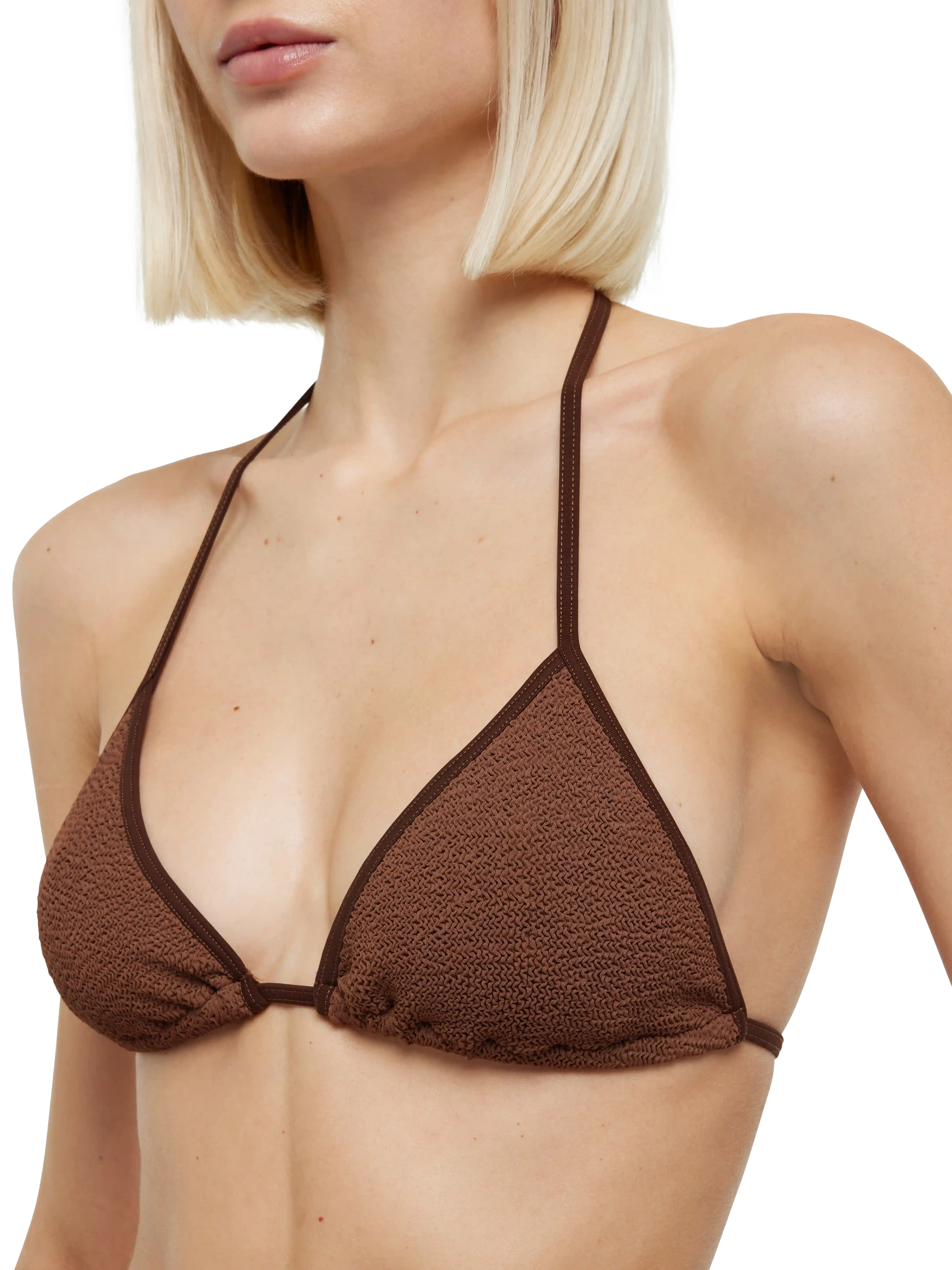 Classic crinkle triangle bikini Leah Norah in brown - MC2 Saint Barth