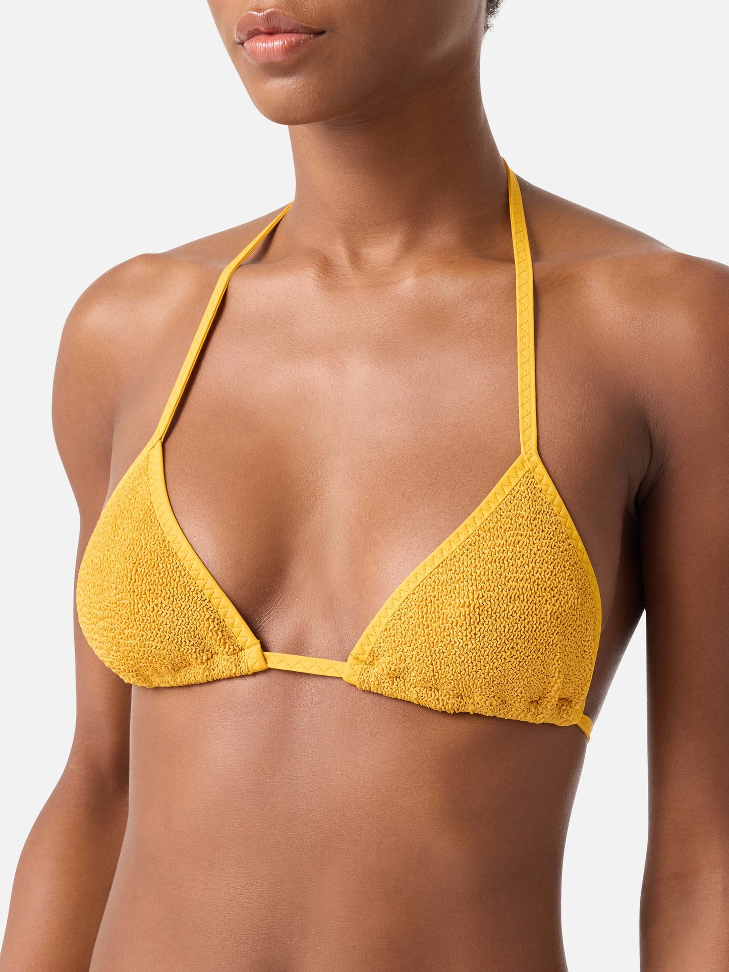 Ockerfarbenes Leah String Crinkle Triangle-Bikinioberteil 