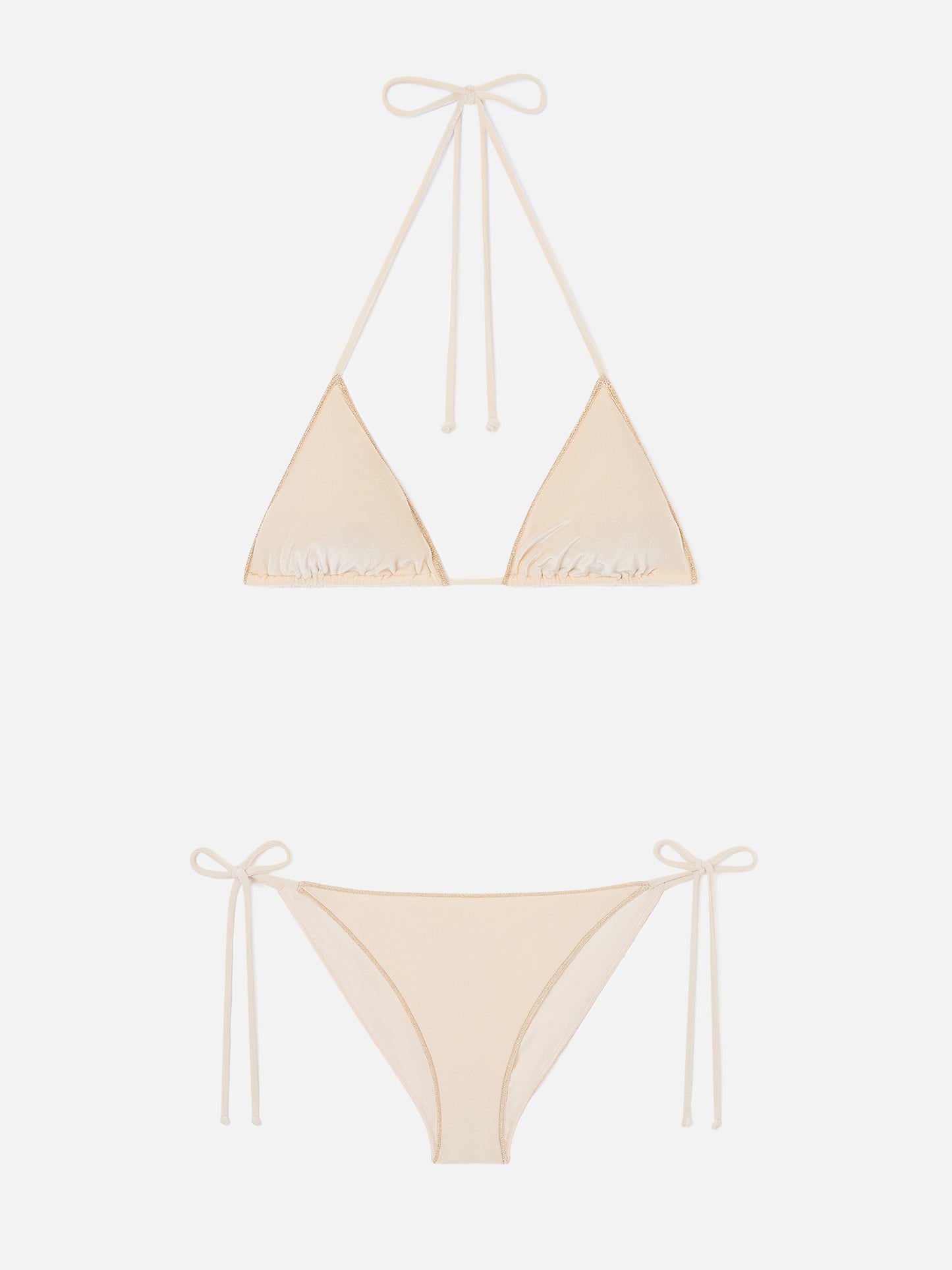Bikini Leah Virgo Overlock de terciopelo dorado 