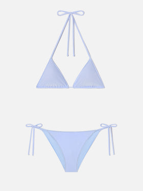 Bikini Leah Virgo Overlock en terciopelo azul claro 