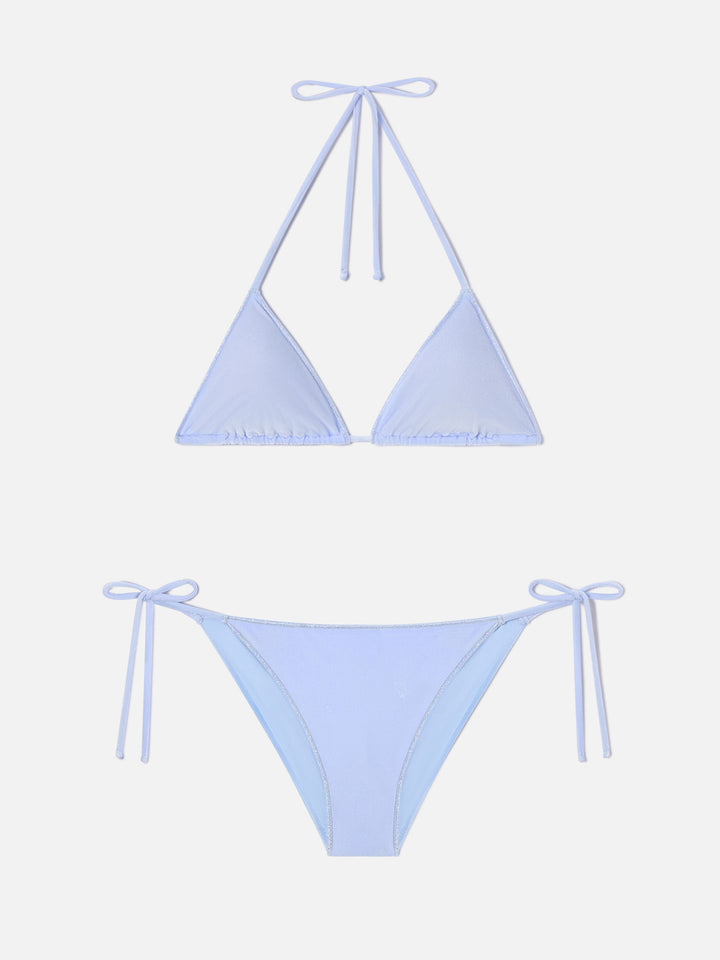 Leah Virgo Overlock bikini in light blue velvet