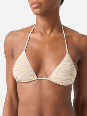 Bikini Leah Marielle Overlock con estampado de cebra en lurex 