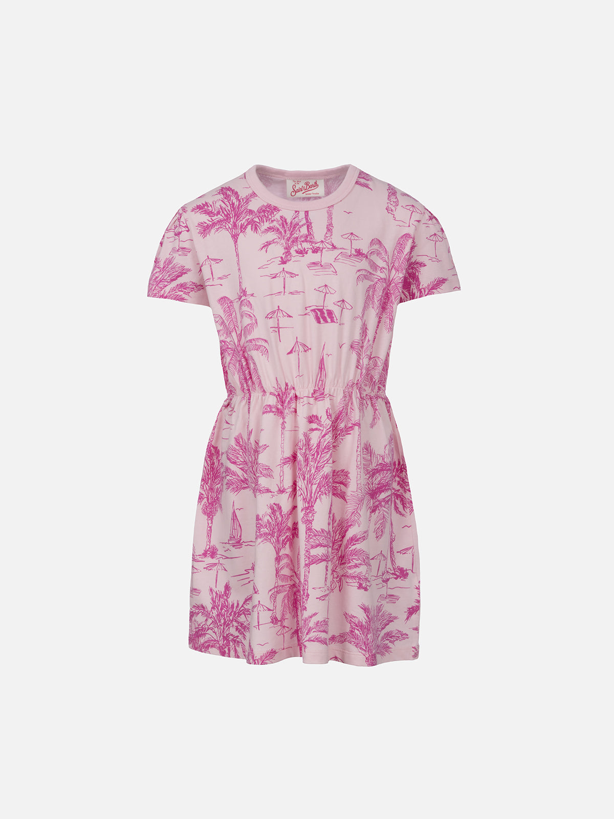 Girl cotton jersey dress Leila with toile de jouy print - MC2 Saint Barth