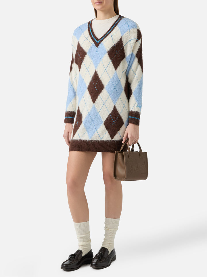 Robe en maille ultra-douce pour femme avec jacquard argyle 