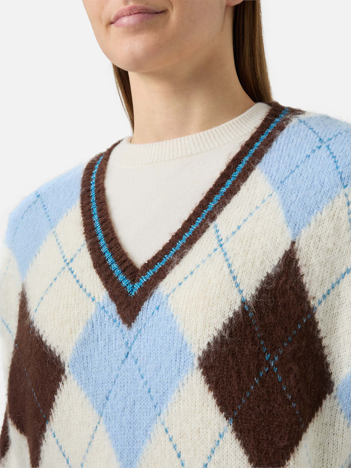 Robe en maille ultra-douce pour femme avec jacquard argyle 