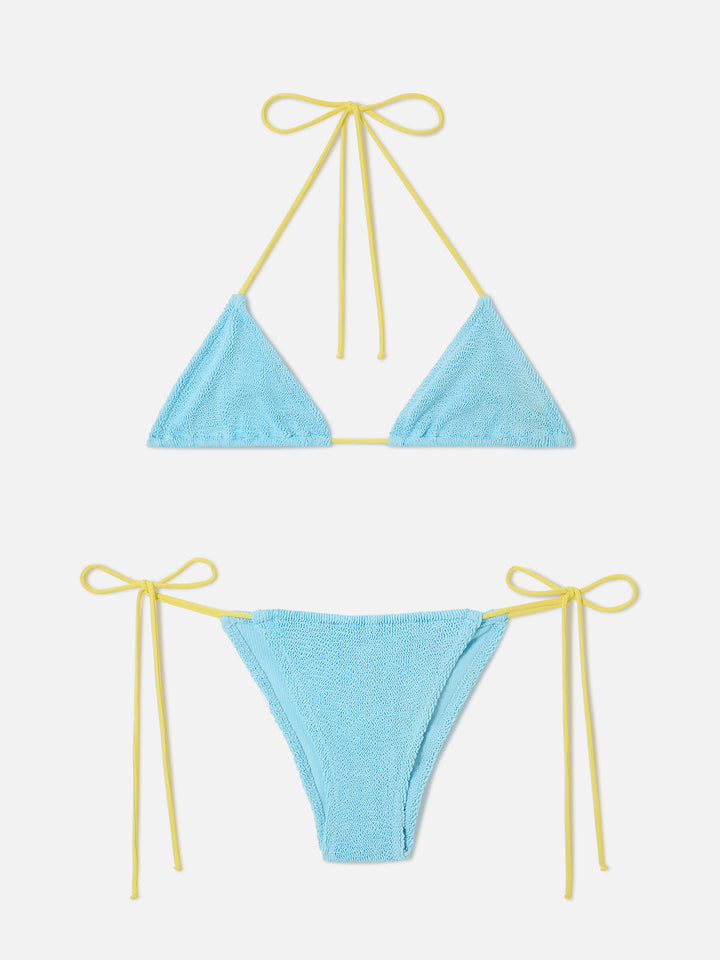 Hellblauer Leontine-Bikini aus Crinkle mit Paspelierung | Special Edition 