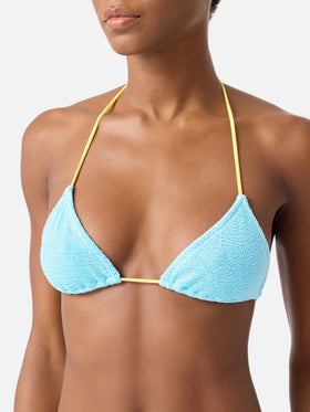 Light blue crinkle Leontine bikini with piping | Special Edition