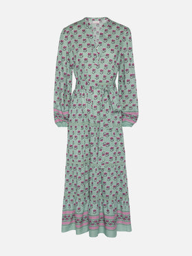 Leyde Baumwoll-Maxikleid mit Blumendruck
