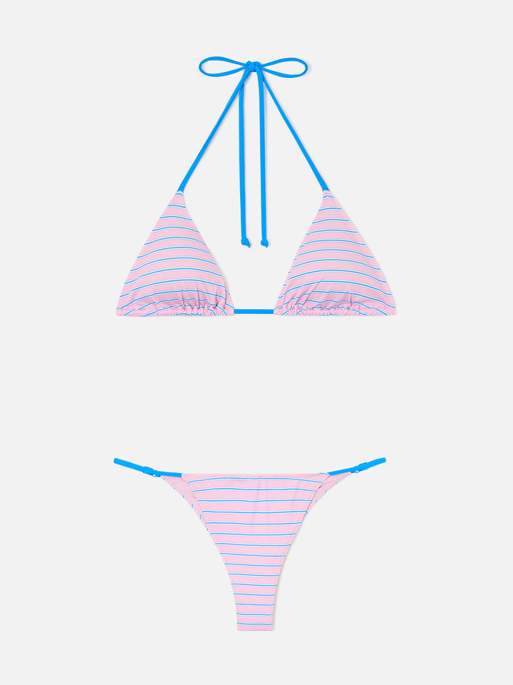 Bikini Lezzy à rayures roses et blue 