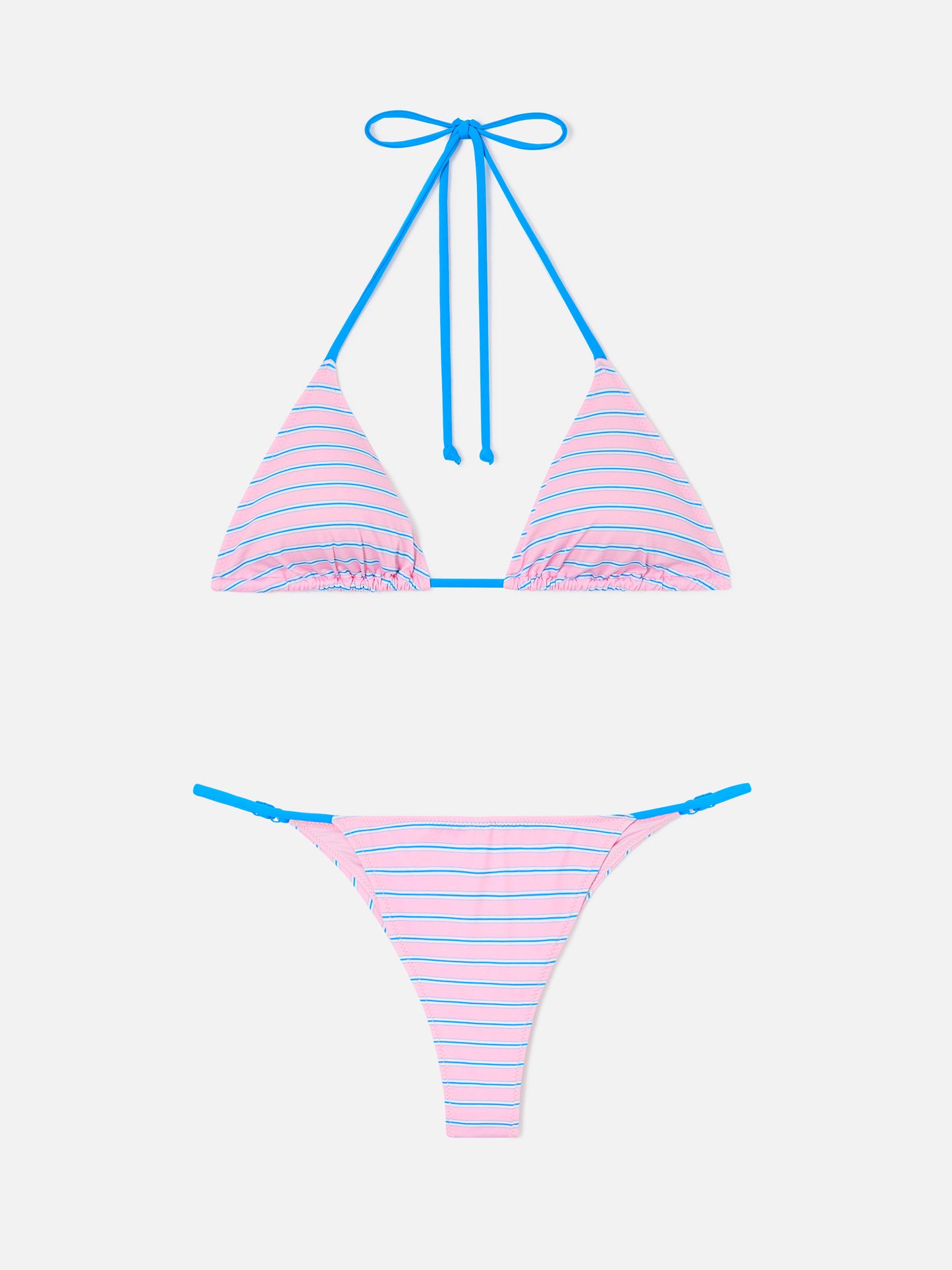 Lezzy-Bikini mit rosa und blue Streifen 
