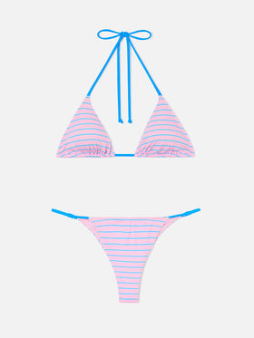 Lezzy-Bikini mit rosa und blue Streifen 