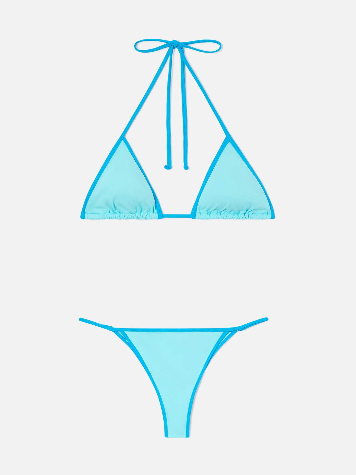 Bikini Lezzy String verde agua con ribetes contrast 