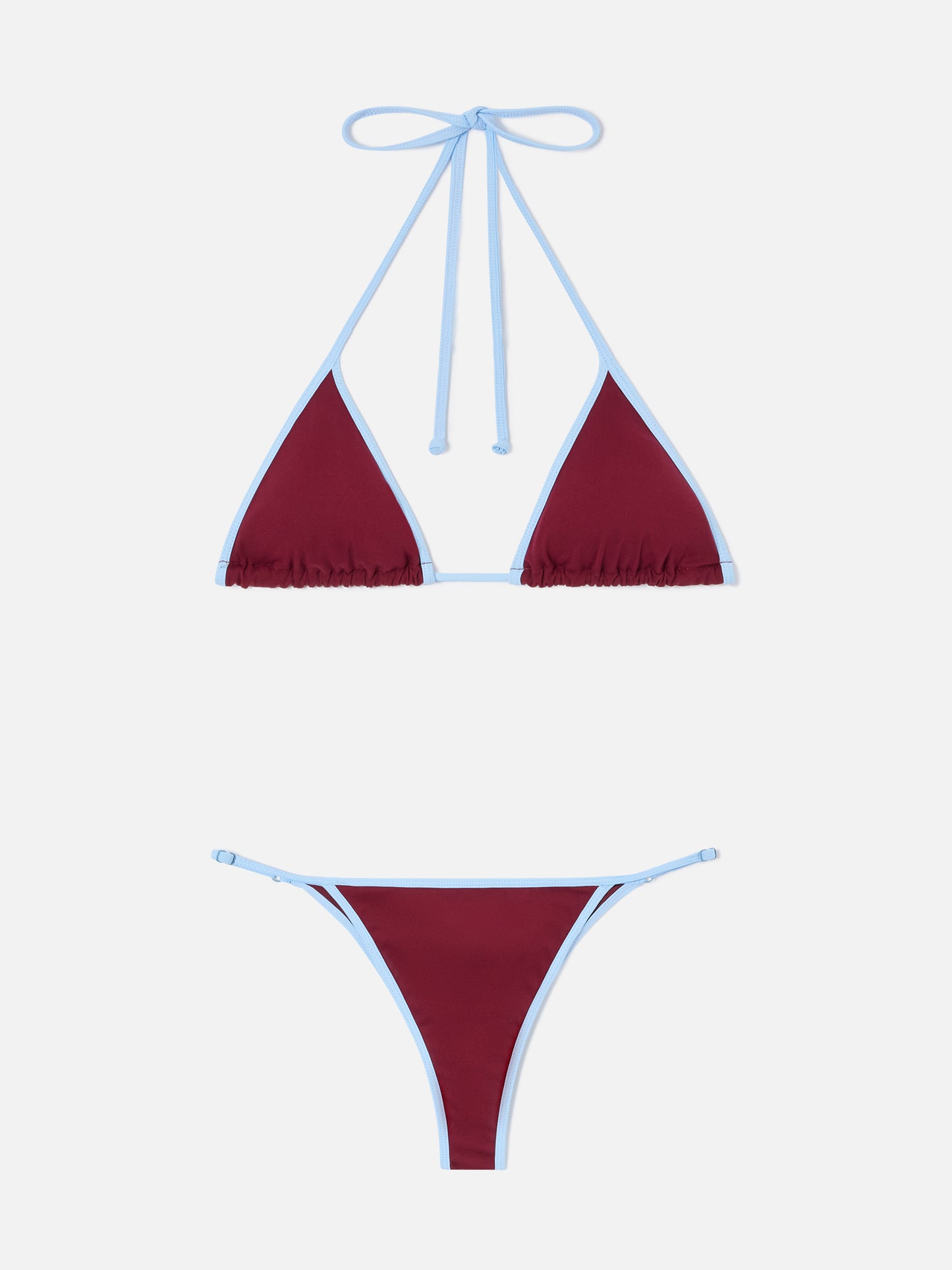 Lezzy String burgundy bikini with contrast trims