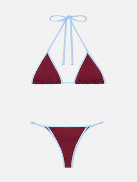 Lezzy String burgundy bikini with contrast trims