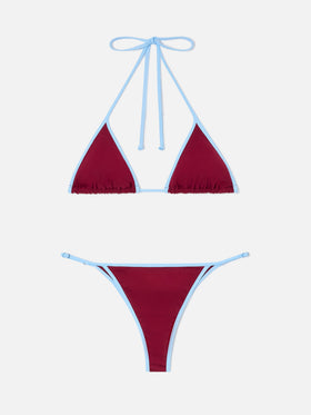 Bikini burdeos Lezzy String con ribetes contrast 