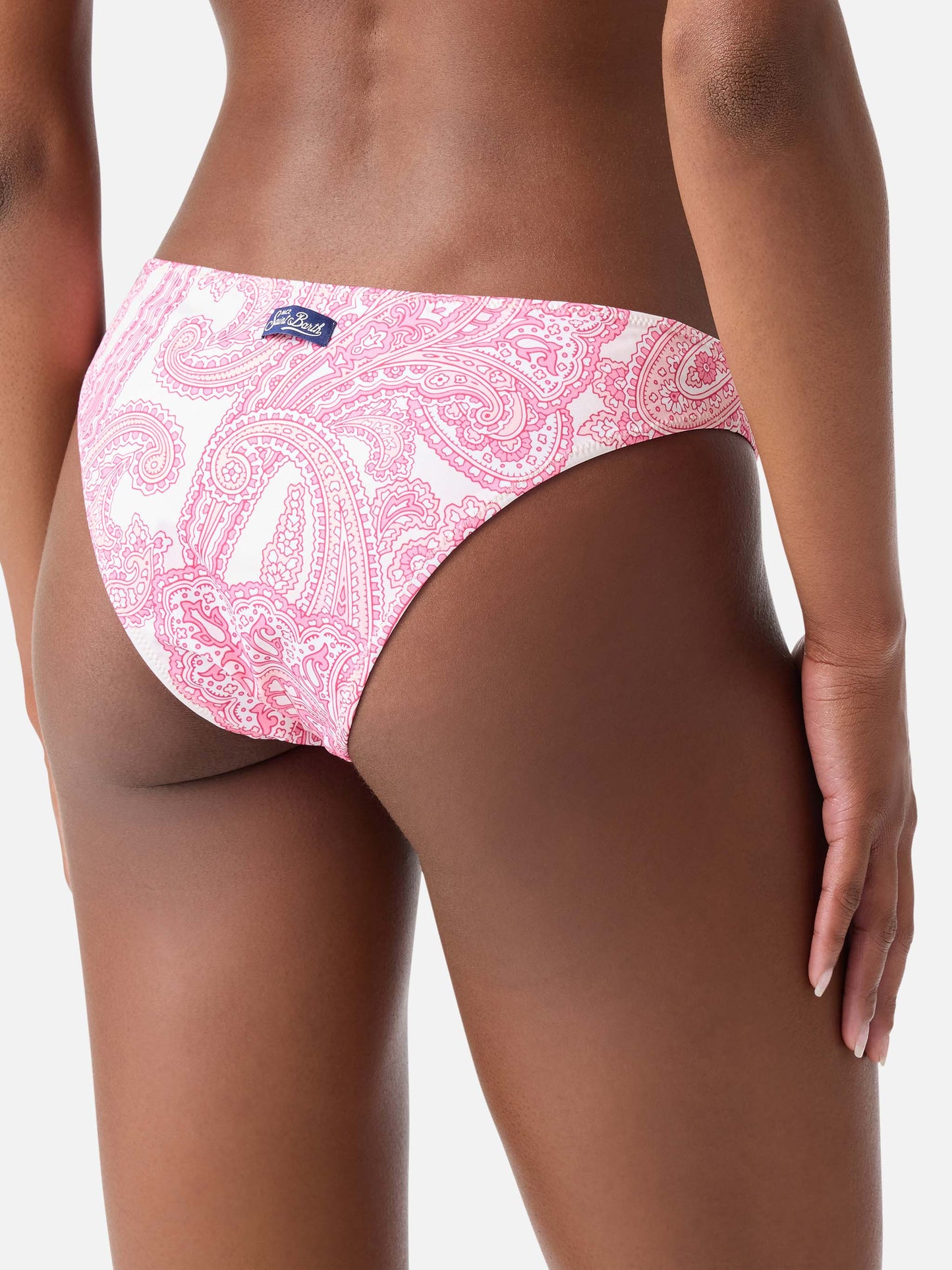Slip mare Lido rosa con fantasia paisley