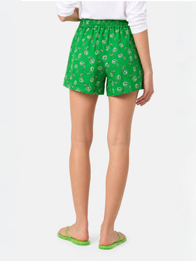 Pantalones cortos de lino paisley verde Lierre 