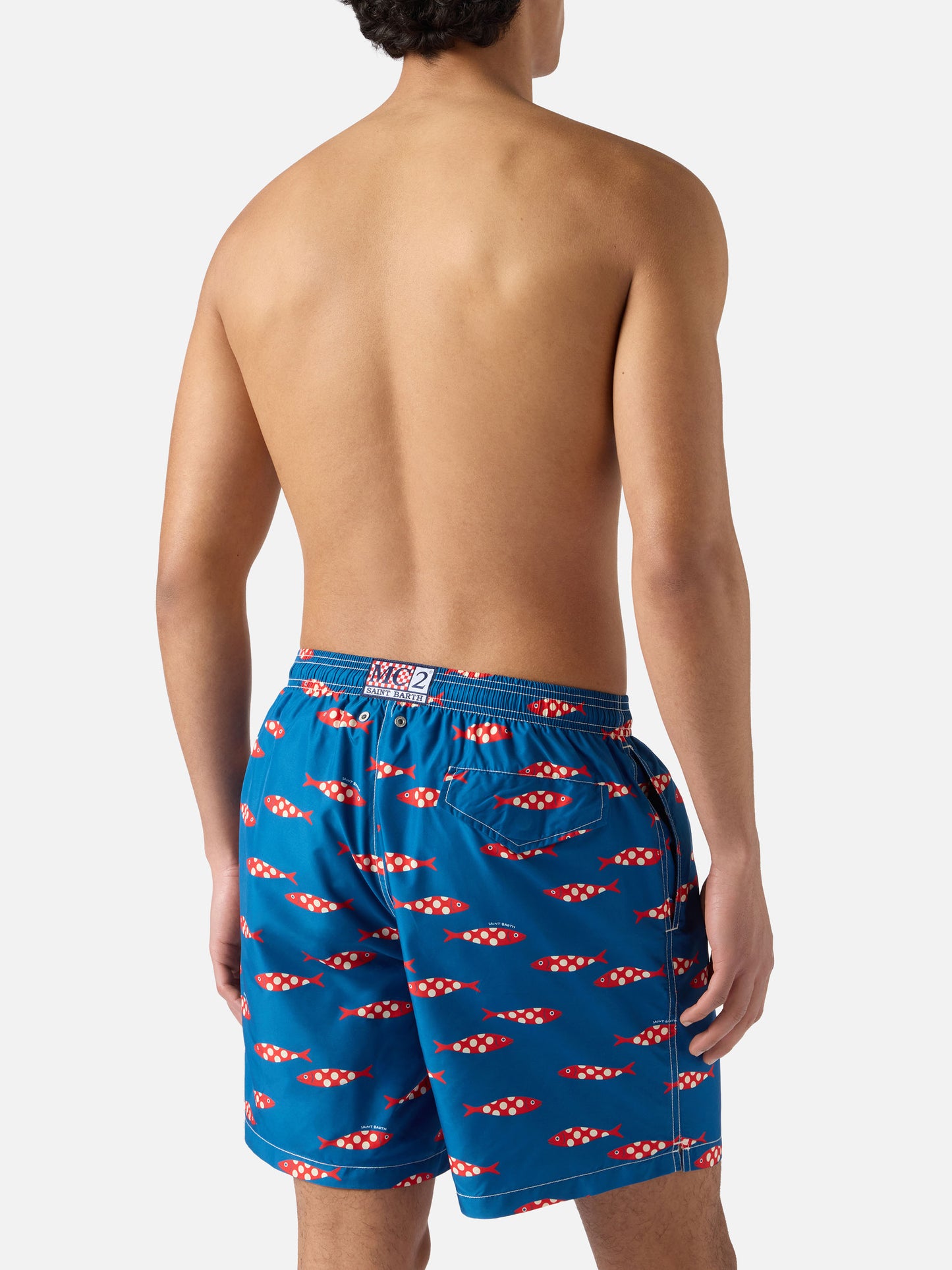Costume mare Lighting blu con stampa sardine all-over