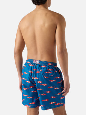 Costume mare Lighting blu con stampa sardine all-over