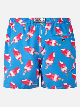Man swim shorts with Fior di Fragola print | Algida® Special Edition - MC2 Saint Barth