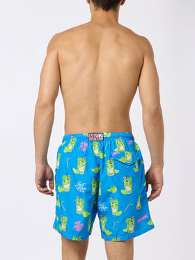 Man lightweight fabric swim-shorts Lighting with Cryptopuppets print | CRYPTOPUPPETS SPECIAL EDITION - MC2 Saint Barth