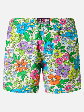 Lightweight fabric swim shorts Lighting with floral print