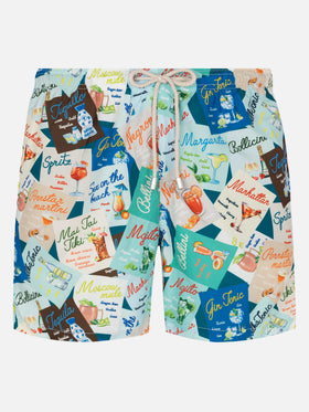 Lightweight fabric swim-shorts Lighting with cocktail print - MC2 Saint Barth