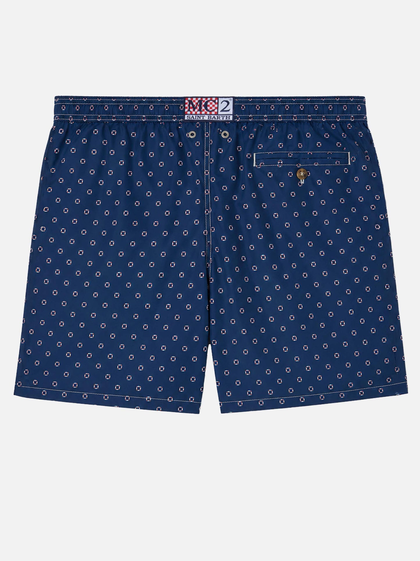 Bañador corto Navy Lighting Micro con estampado de mini salvavidas 