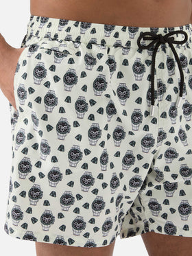 Short de bain Micro White Lighting avec imprimé watch in the night 
