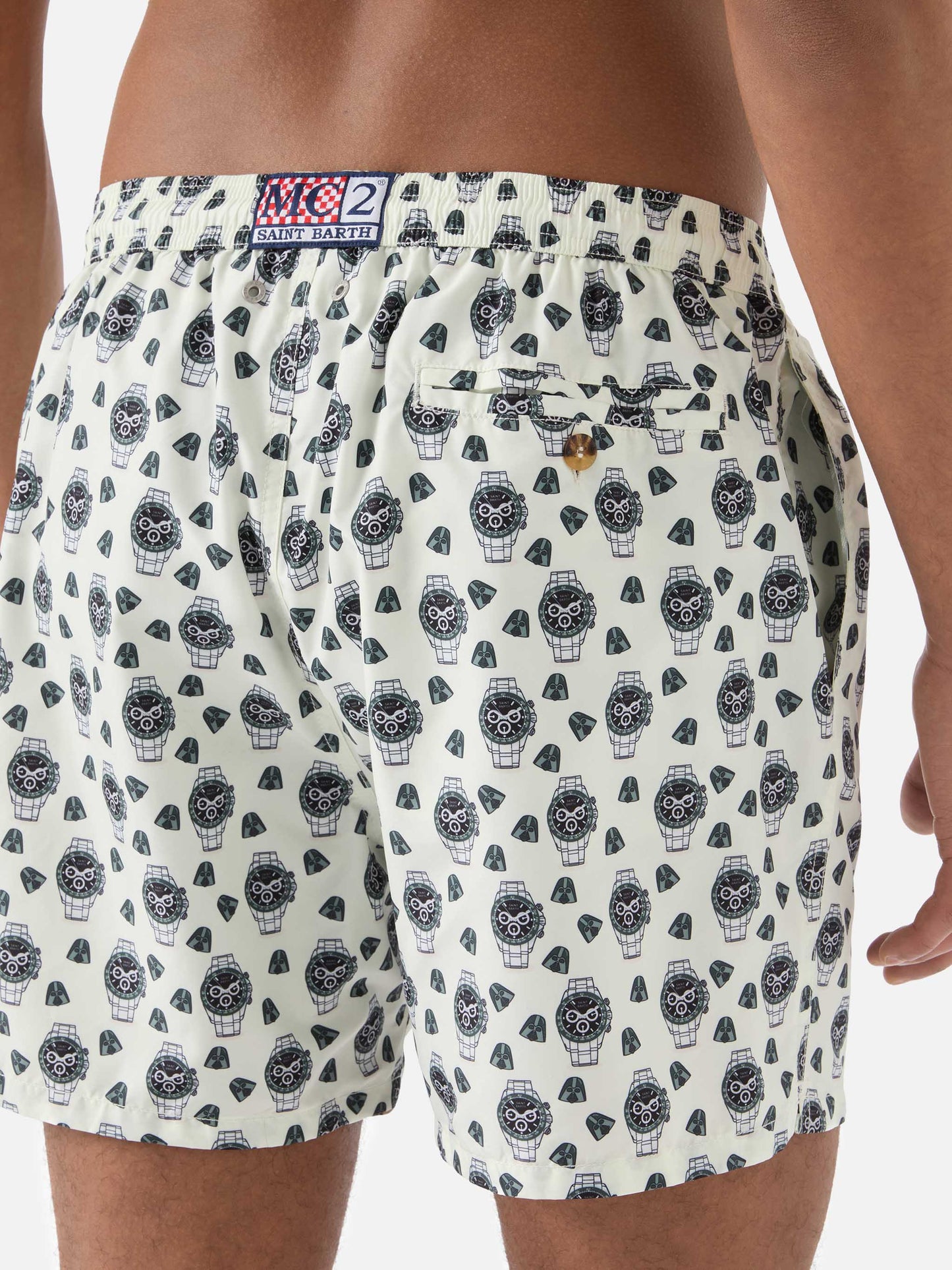 Short de bain Micro White Lighting avec imprimé watch in the night 