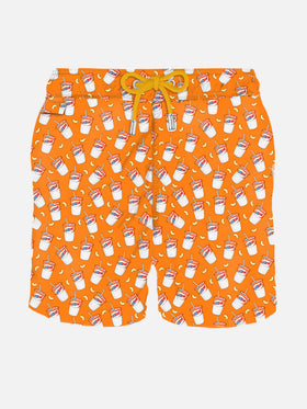 Man light fabric swim shorts with Estathé print | ESTATHé® SPECIAL EDITION - MC2 Saint Barth