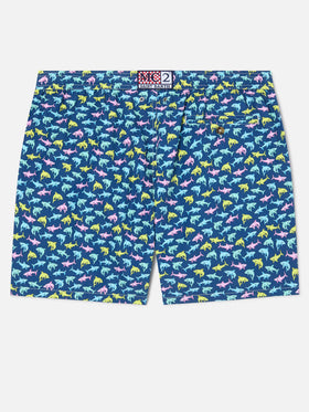 Herren-Badeshorts aus leichtem Stoff Lighting Micro Fantasy mit Hai-Print