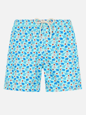 Man lightweight fabric swim-shorts Lighting Micro Fantasy with elephant print - MC2 Saint Barth