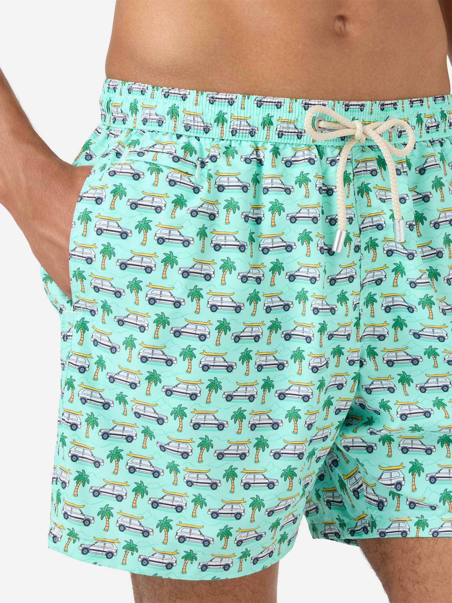 Bañador tipo shorts Lighting Micro Fantasy con estampado Panda verde | Edición Especial 