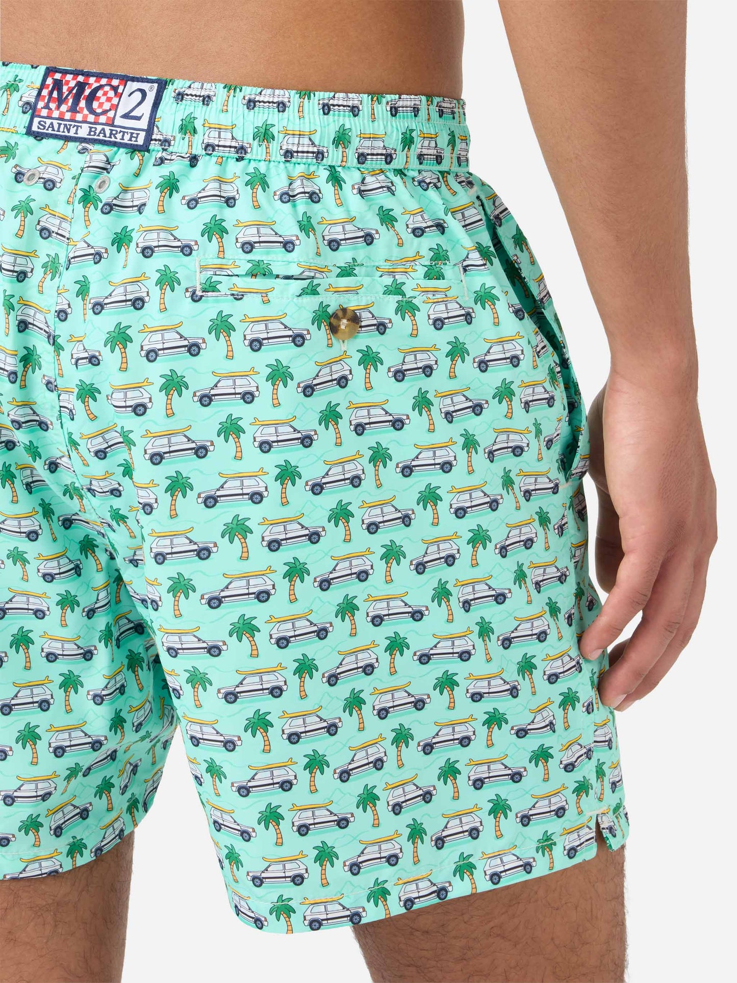 Bañador tipo shorts Lighting Micro Fantasy con estampado Panda verde | Edición Especial 