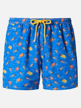 Badehose aus leichtem Stoff mit verspieltem Puppenmuster