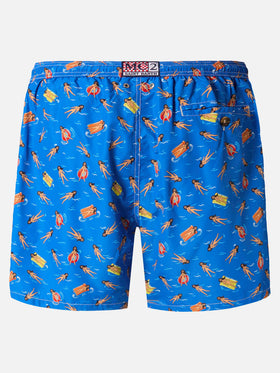 Badehose aus leichtem Stoff mit verspieltem Puppenmuster