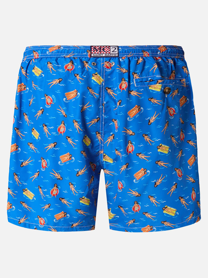 Badehose aus leichtem Stoff mit verspieltem Puppenmuster