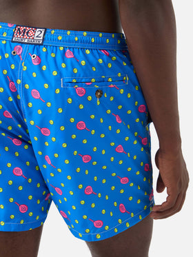 Lighting Micro Fantasy swim shorts in technical fabric with padel pattern in blue and multicolor