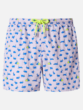 Badehose aus leichtem Stoff mit Hasenmotiv