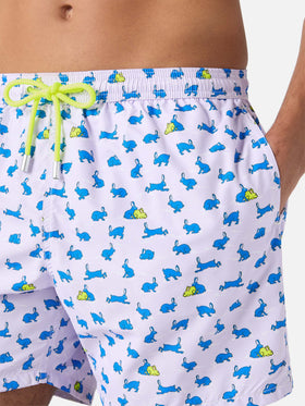 Badehose aus leichtem Stoff mit Hasenmotiv