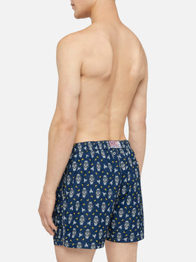 Lightweight fabric swim shorts Lighting with watch and moon print - MC2 Saint Barth