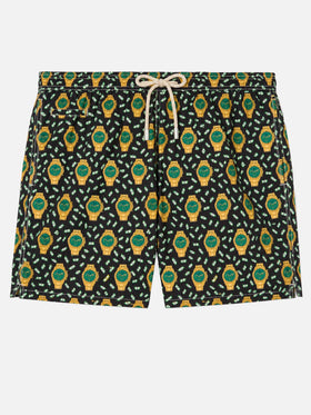Short de bain en tissu léger Lighting avec imprimé montres 