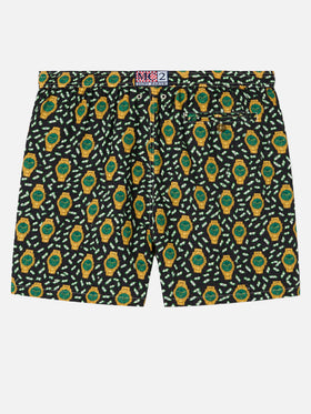 Short de bain en tissu léger Lighting avec imprimé montres 